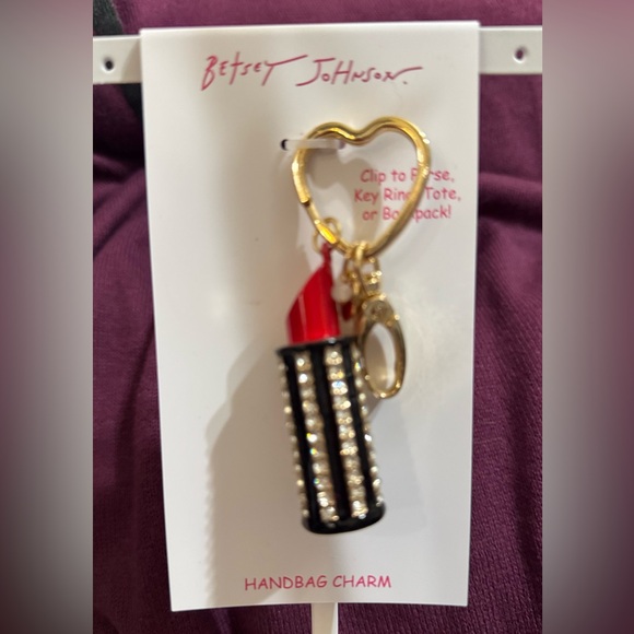 Betsey Johnson Accessories - Betsy Johnson Crystal Lipstick Bag Charm/Keychain NWT